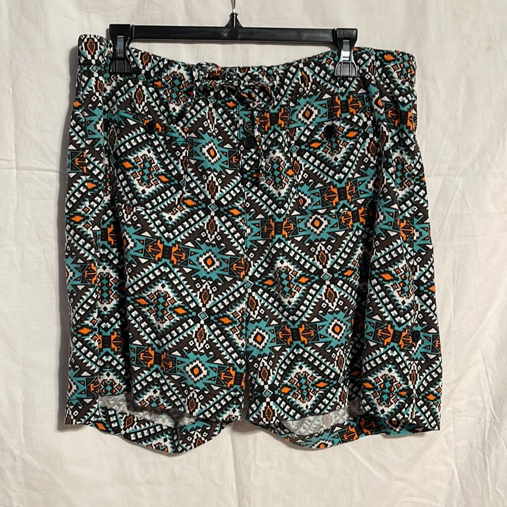 Style Me 2X Shorts Linen Blend Elastic Waist Southwest Comfortable Lounge XXL